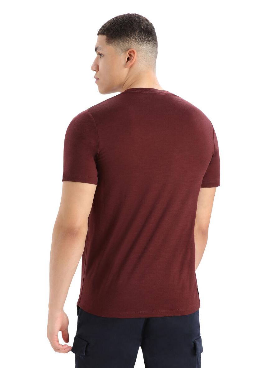 T Shirts Icebreaker Merino Tech Lite II Corta Sleeve Mountain Geology Homme Rouge | FR 1183EBCX